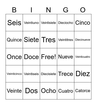 Números Bingo Card