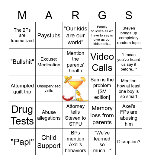 Cabrera Theatrics Bingo Card