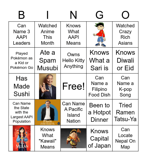 AAPI Heritage Month Bingo Card Bingo Card