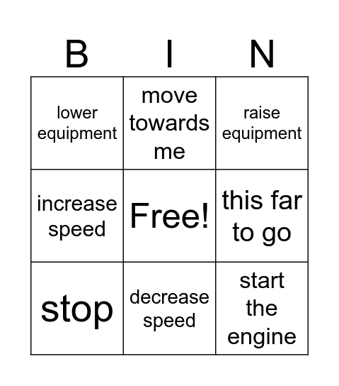 Tractor safety Bingo Card