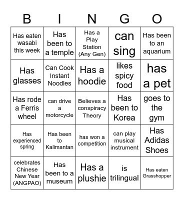 Find Someone Who Bingo Card