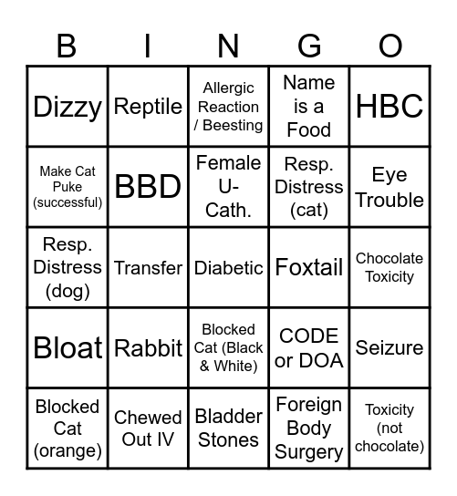 TRIAGE BINGO Card