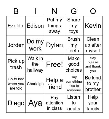 Making Good ChoicesBingo Card
