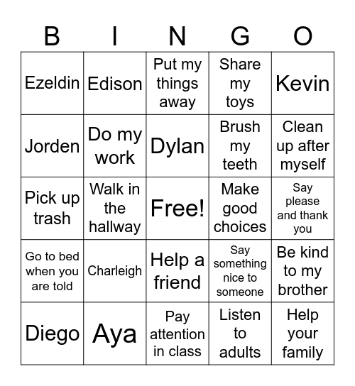 Making Good ChoicesBingo Card