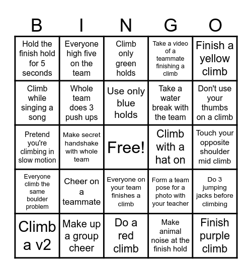 Group Bingo Card