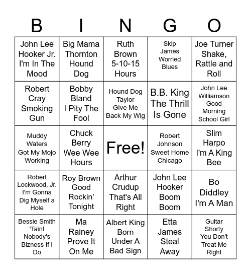 Blues Bingo - Amazon Playlist Bingo Card