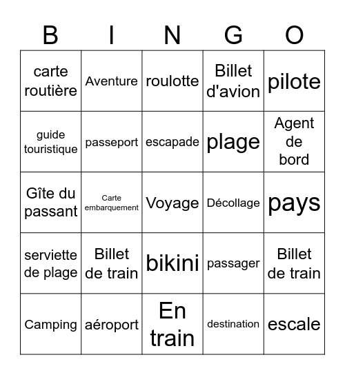 Voyage Bingo Card
