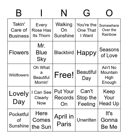 Spring Bingo Card