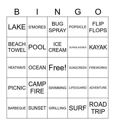 SUMMER BINGO Card