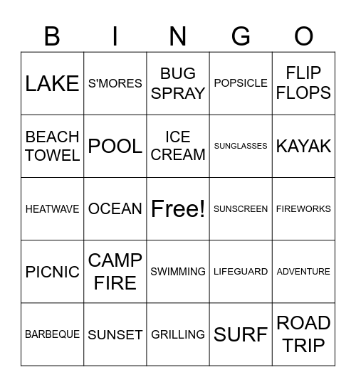 SUMMER BINGO Card