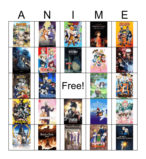 Anime Bingo Card