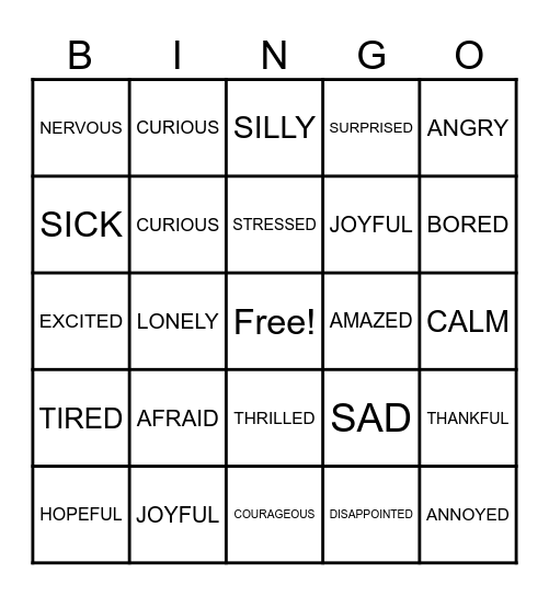 INSIDE OUT BINGO Card