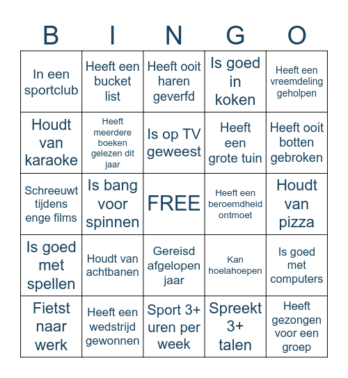 Leer mij kennen - Bingo Card