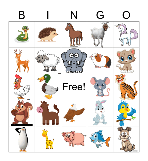Animals Bingo Card