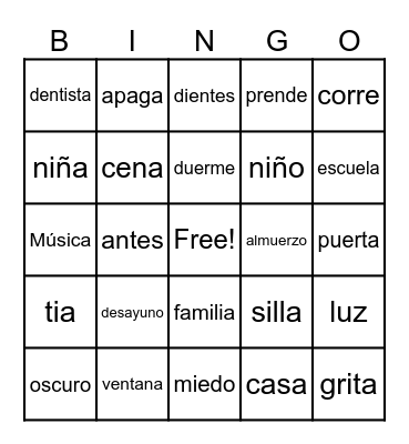 La casa de la dentista Bingo Card