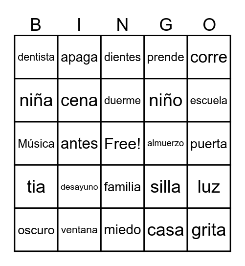La casa de la dentista Bingo Card