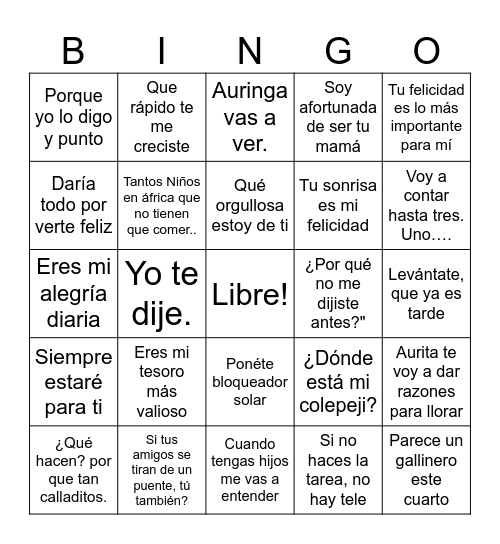 AMOR Y RISAS Bingo Card
