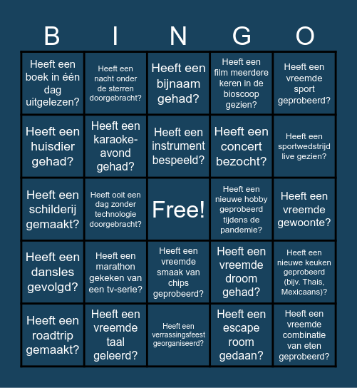 Leer mij kennen - Bingo 2 Bingo Card