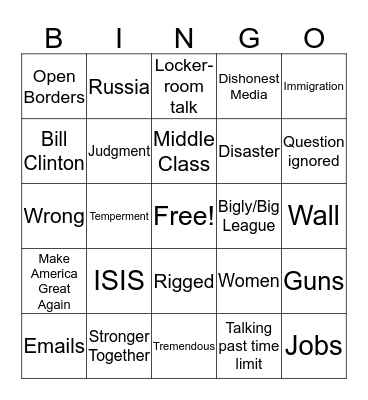 Debate Bingo Card