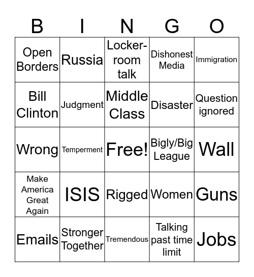 Debate Bingo Card