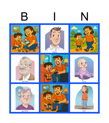 Family and activities Bingo Card