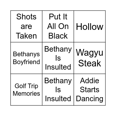Hicks and Mann Bingo Card
