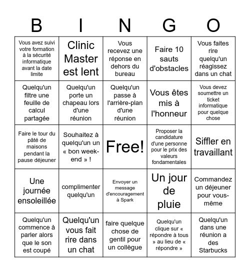 Travail à domicile Bingo Card