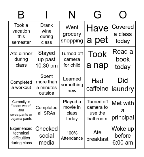 EDU BINGO Card