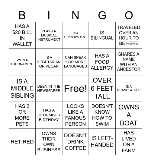 Family Reunion BINGO - Game 1 Bingo Card