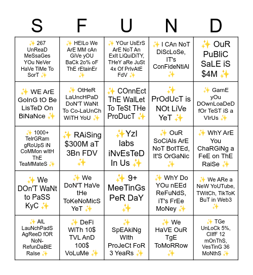 Launchpad Bingo Card