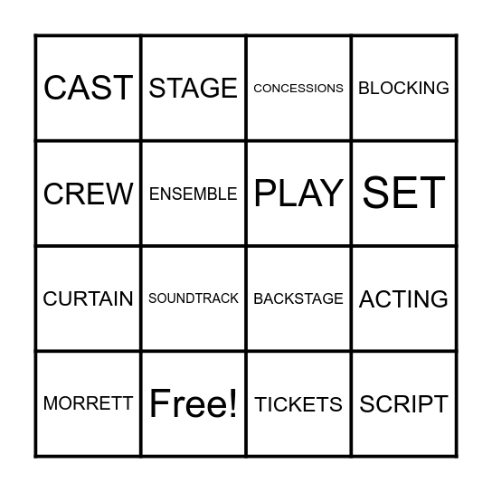 THEATRE BINGO Card