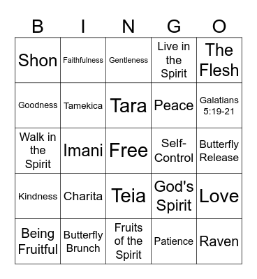 Bible Study with GirlFriends Bingo Card