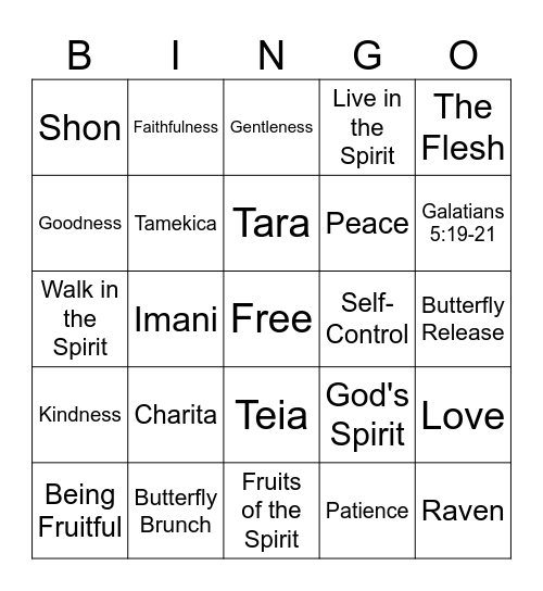 Bible Study with GirlFriends Bingo Card
