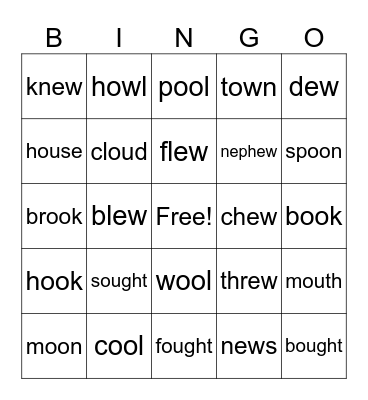 Phonics Unit 6 #21-25 Review Bingo Card