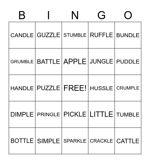 FSS Bingo Card