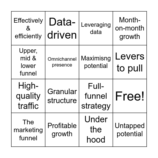 PMax Buzzword Bingo Card