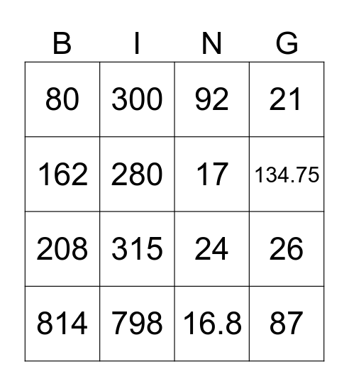 SA & Volume of prisms Bingo Card