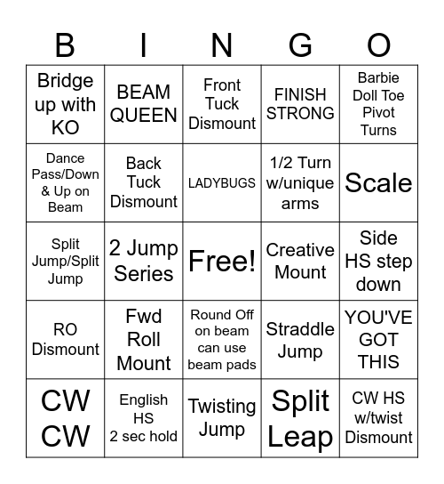 GGA Spring Beam Bingo Card