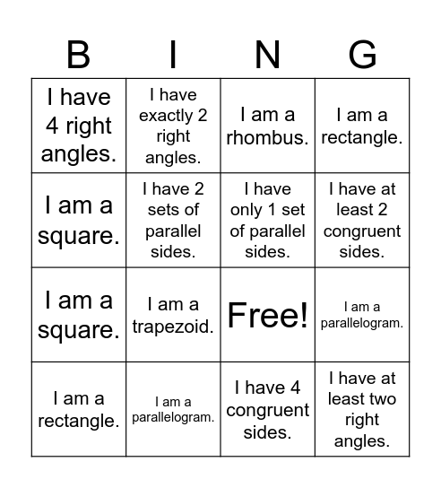 Polygon Bingo Card