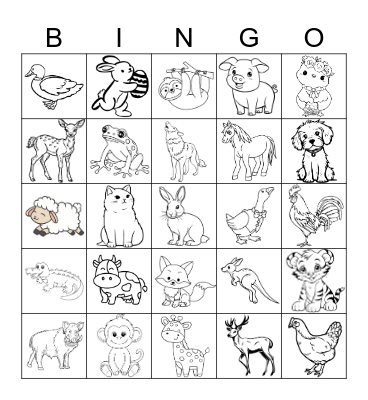 Tiere Bingo Card