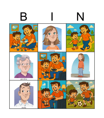 Family and activitiess Bingo Card