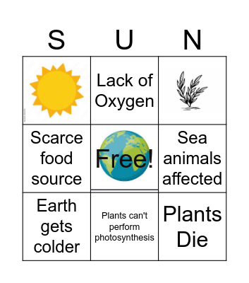 Effects of No Sunlight Bingo Card