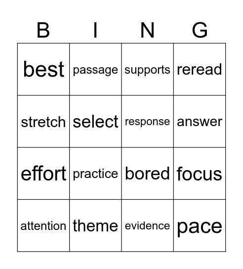 ESL Listening Bingo Card