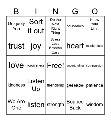 Friendzy Bingo Card