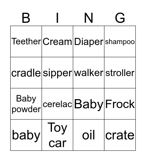 BABY SHOWER BINGO Card