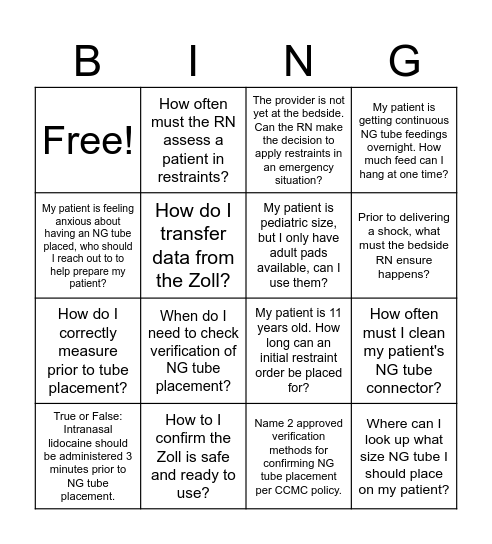 Zone C/IC5 RN Validations Bingo 2025 Bingo Card