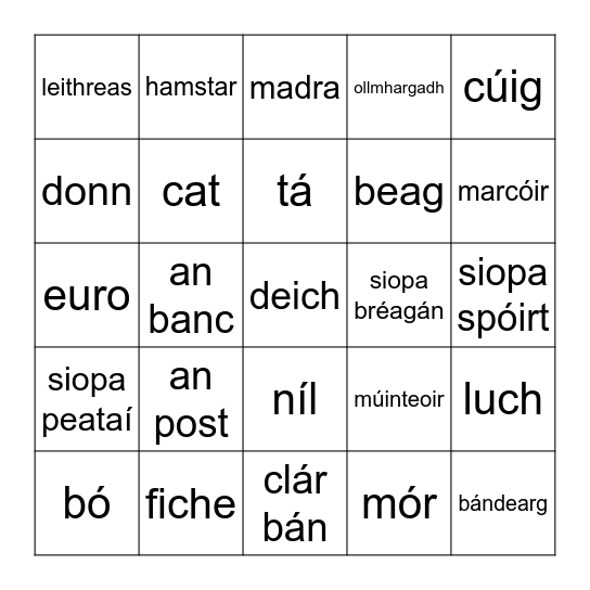 Biongó Bingo Card