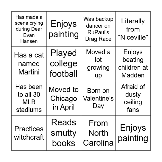 Bingo or Banishment Bingo Card