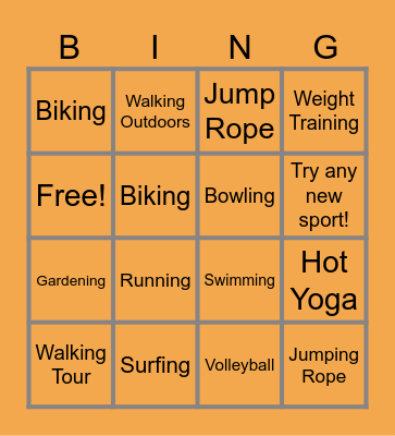Qvest Physical Wellness Weekly Bingo Card