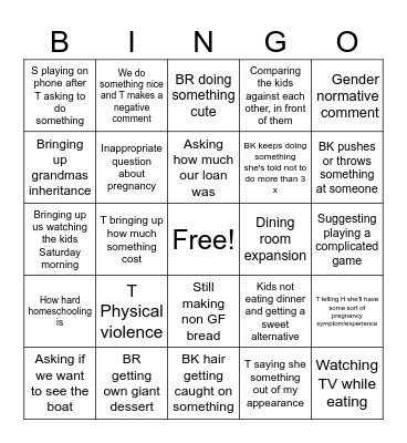 CDA Bingo Card